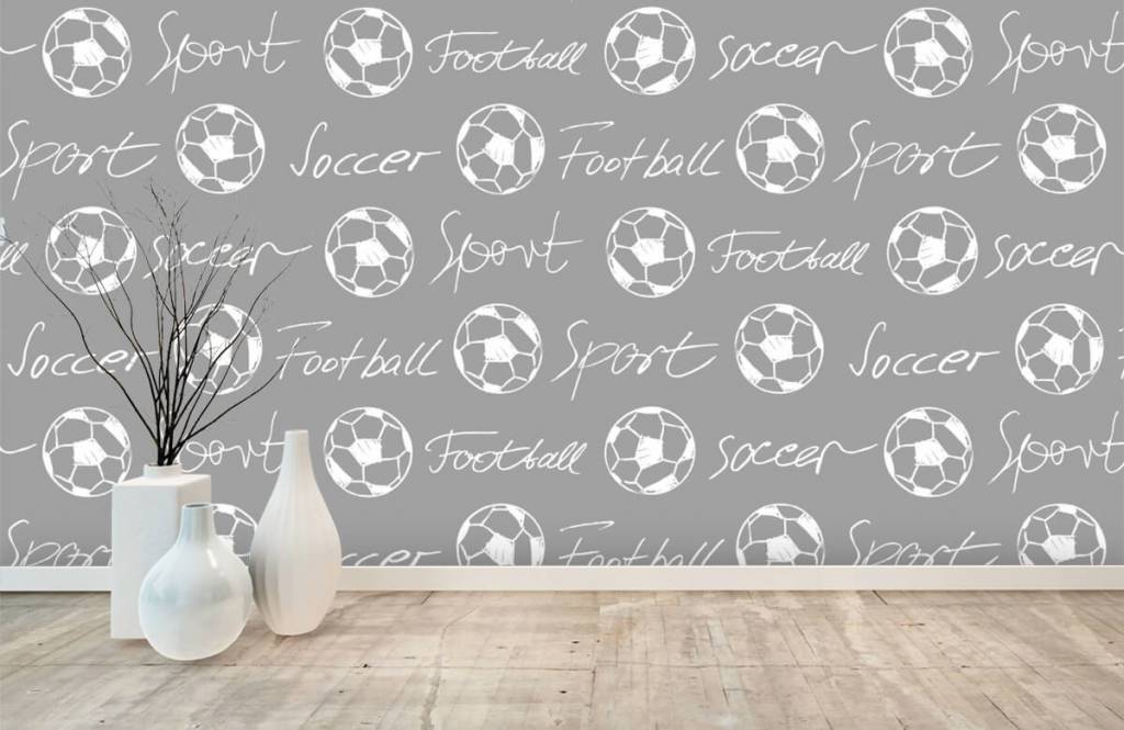 Fútbol - Papel pintado con Balones de fútbol y texto - Habitación de los niños 2