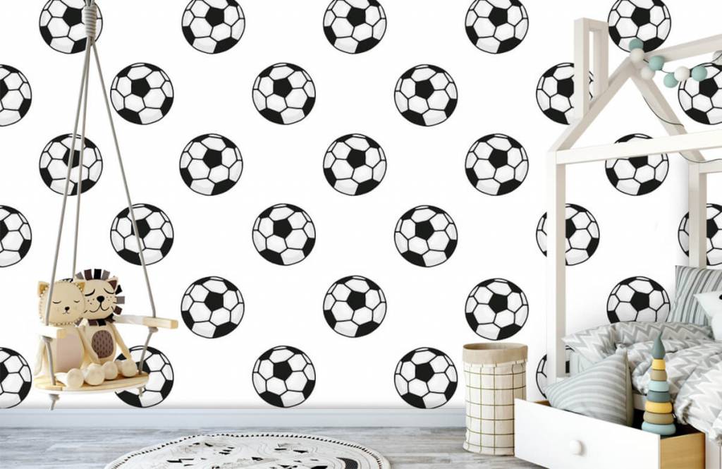 Fútbol - Papel pintado con Balones de fútbol - Habitación de niña 3