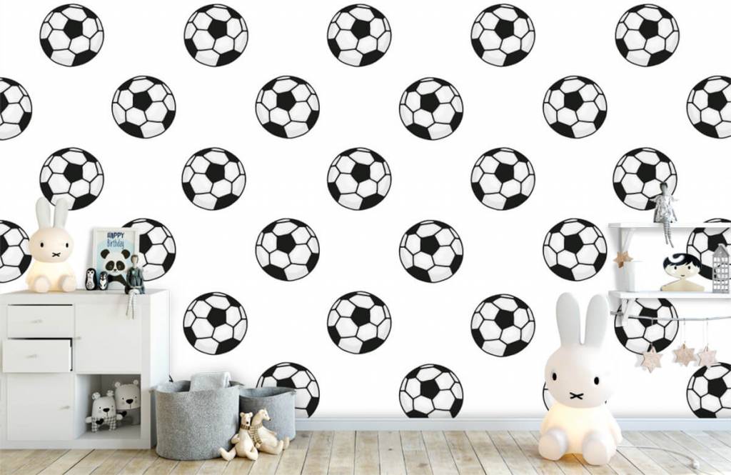 Fútbol - Papel pintado con Balones de fútbol - Habitación de niña 5