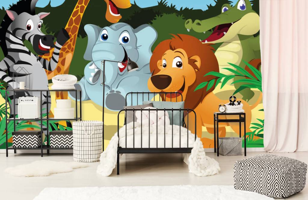 Animales de safari - Papel pintado con Alegres animales salvajes - Habitación de infantes 2