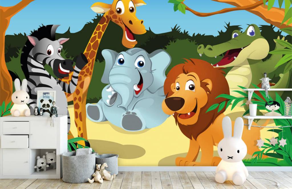 Animales de safari - Papel pintado con Alegres animales salvajes - Habitación de infantes 4