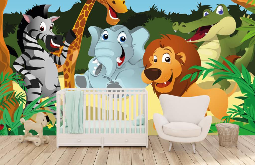 Animales de safari - Papel pintado con Alegres animales salvajes - Habitación de infantes 5