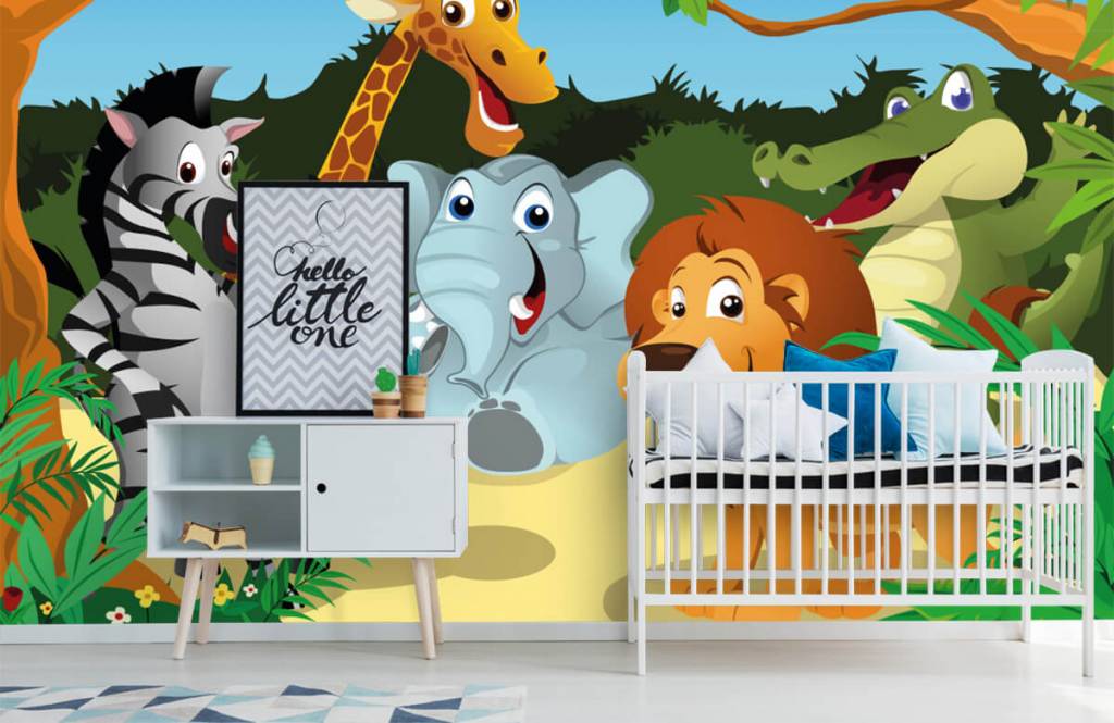 Animales de safari - Papel pintado con Alegres animales salvajes - Habitación de infantes 6