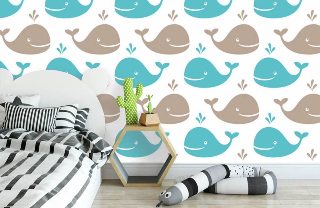 Animales acuáticos - Papel pintado con Ballenas - Habitación de los niños 3