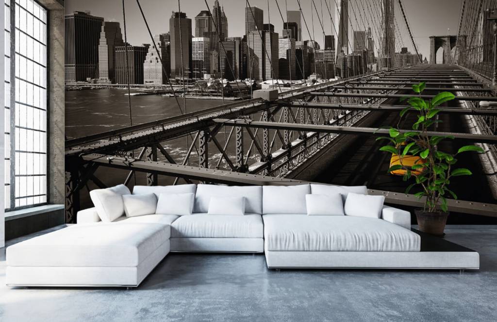 Blanco y negro - Papel pintado con Horizonte de Manhattan - Habitación de adolescentes 1