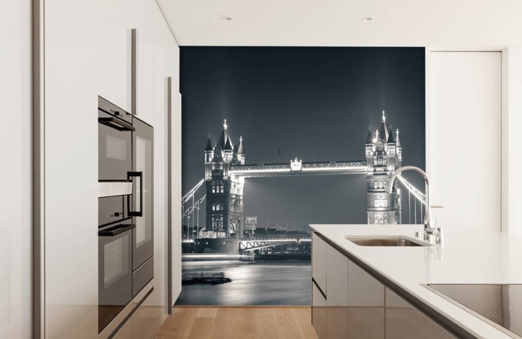 Blanco y negro - Papel pintado con Tower Bridge - Habitación de adolescentes 4