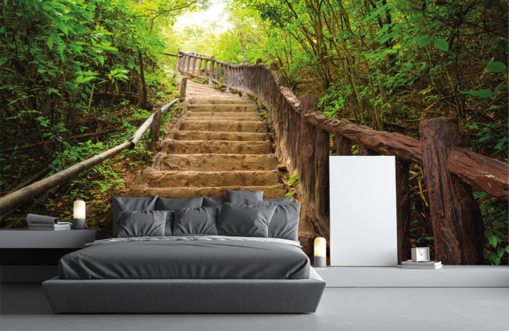 Bosque - Papel pintado con Escaleras en un bosque - Habitación 3