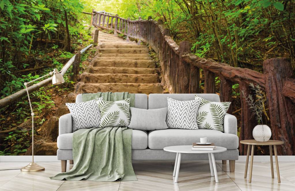 Bosque - Papel pintado con Escaleras en un bosque - Habitación 7
