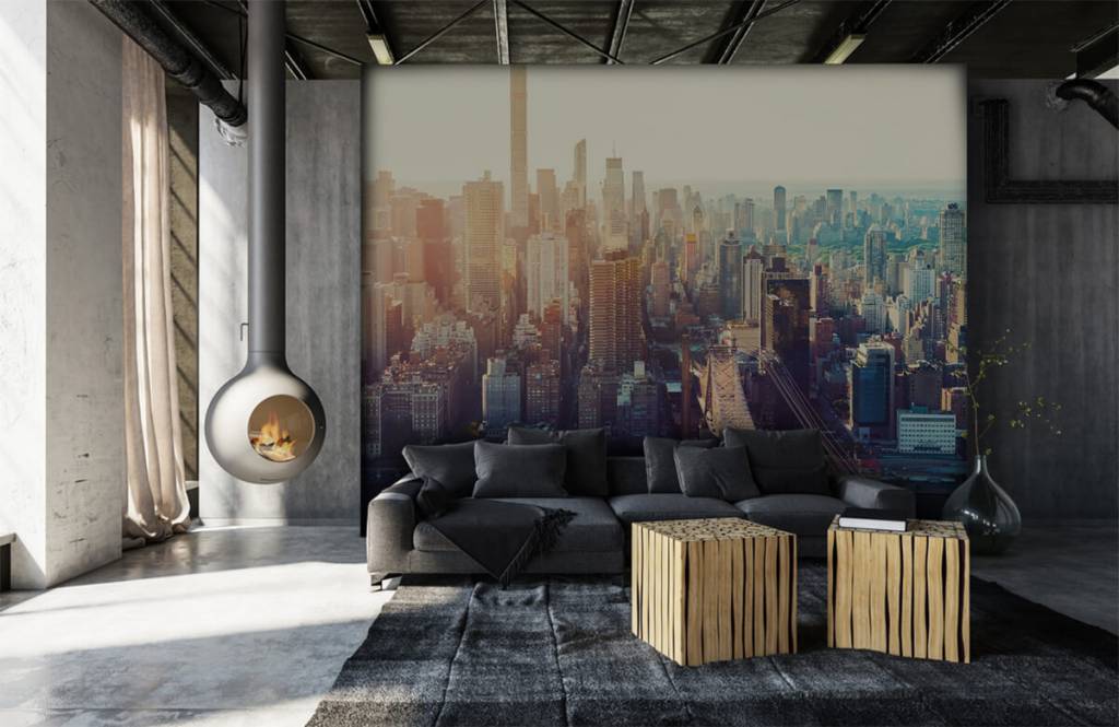 Retro - Papel pintado con Ciudad de Nueva York - Habitación de adolescentes 6