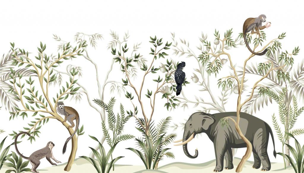 Animales dibujados en la selva