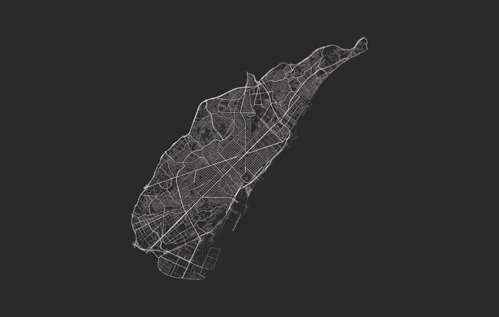 Mapa de Barcelona, negro