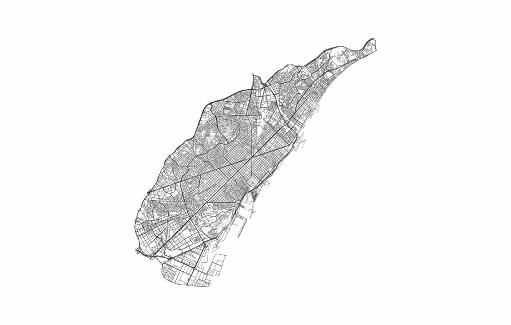 Mapa de Barcelona, blanco
