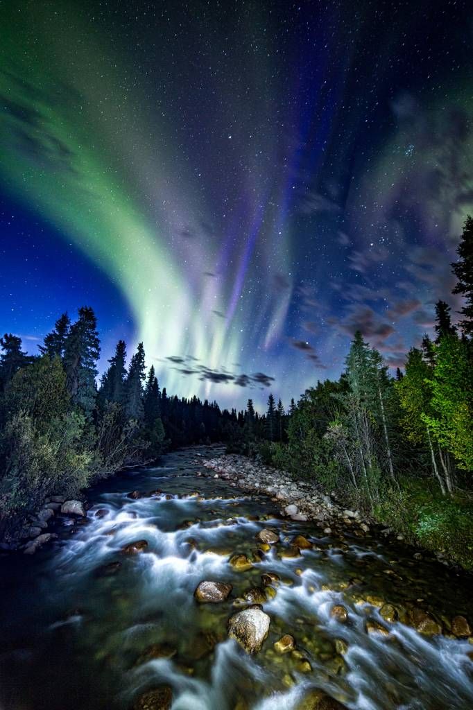 Stream durante la aurora boreal