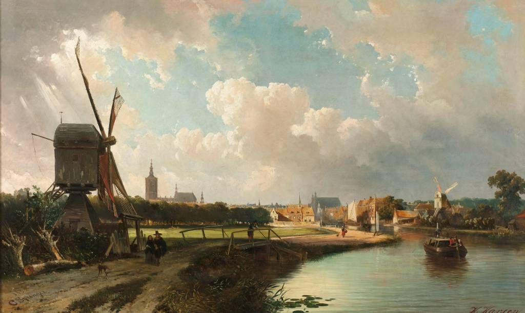 Vista de La Haya desde el canal de Delft en el siglo XVII