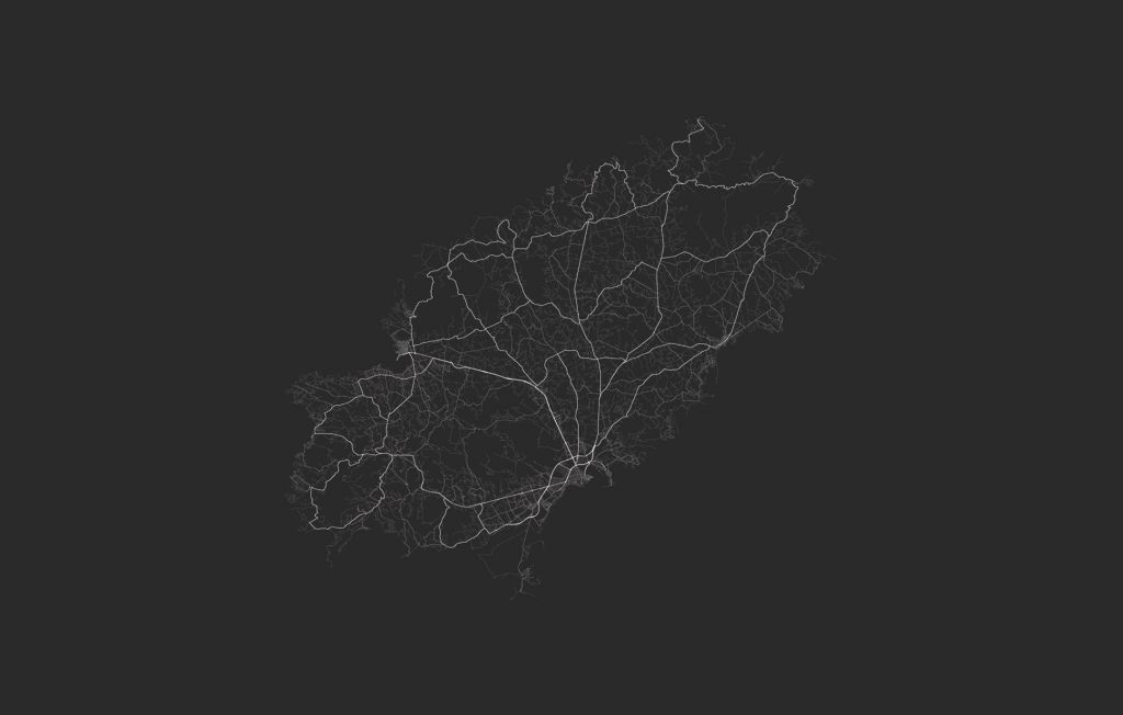 Mapa de Ibiza, negro