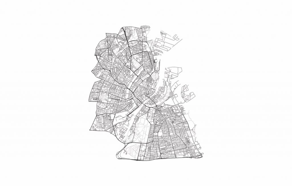 Mapa de Copenhague, blanco