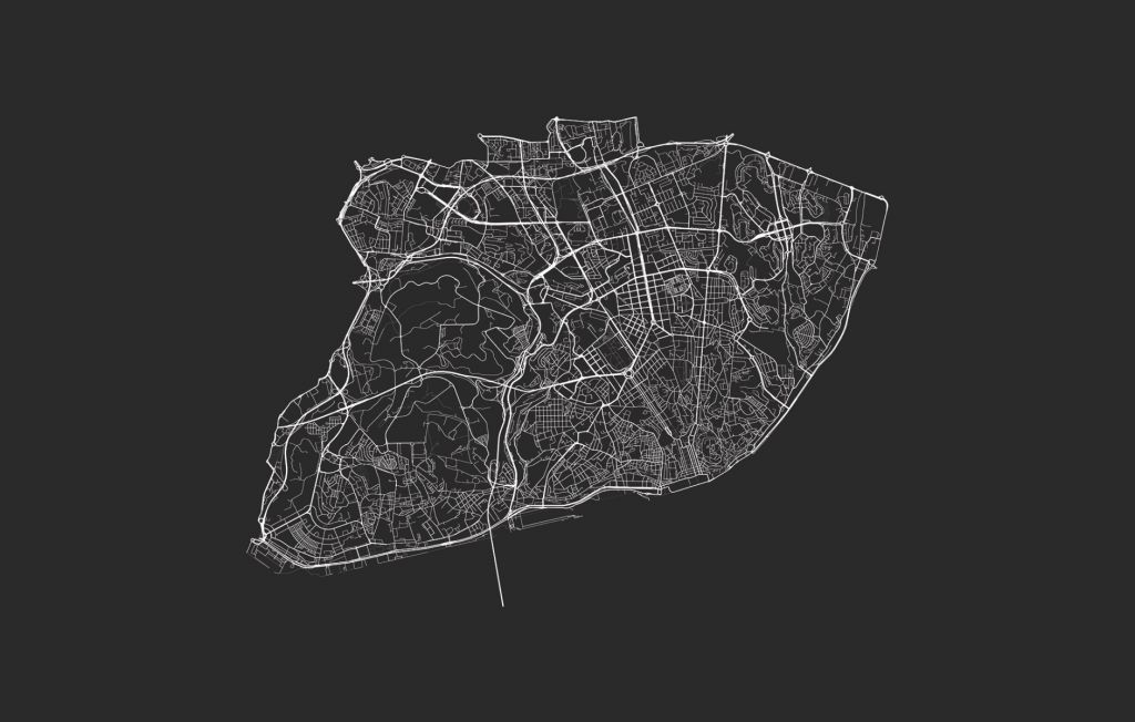 Mapa de Lisboa, negro