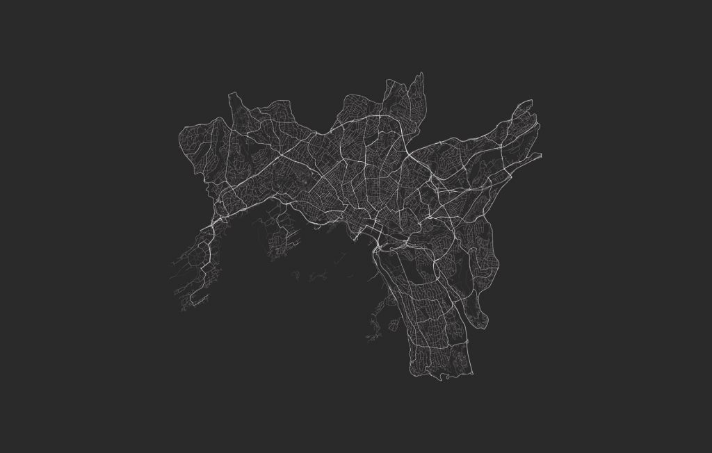 Mapa de Oslo, negro