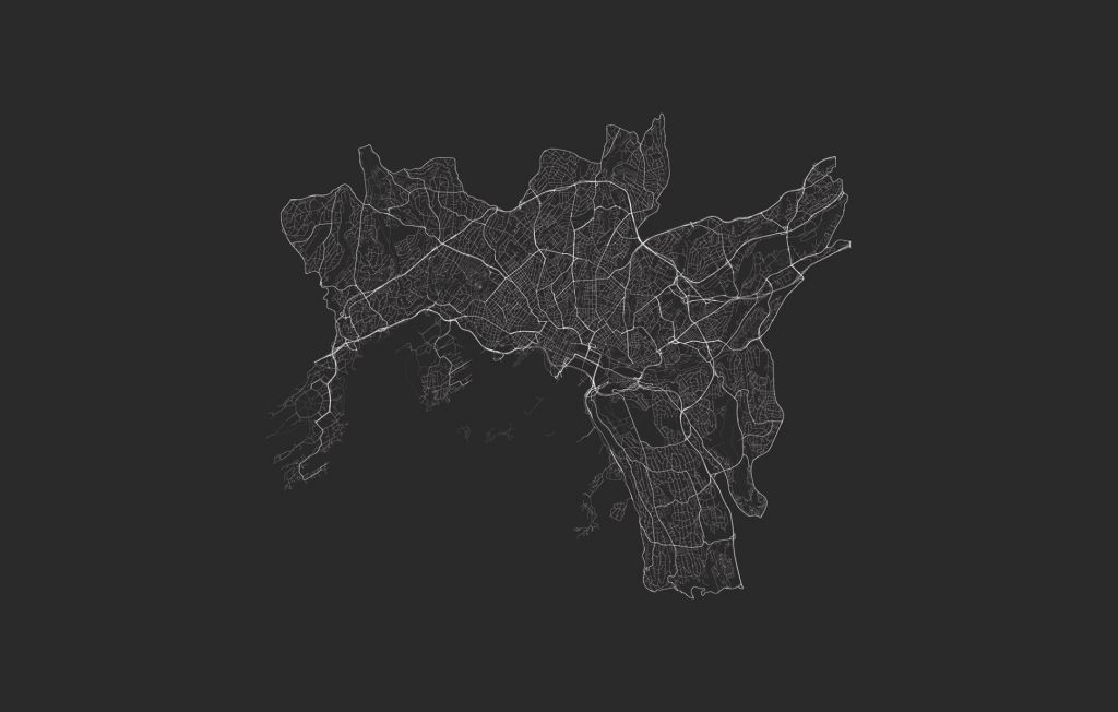 Mapa de Oslo, negro