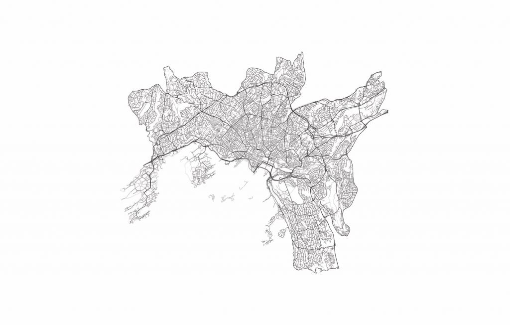 Mapa de Oslo, blanco