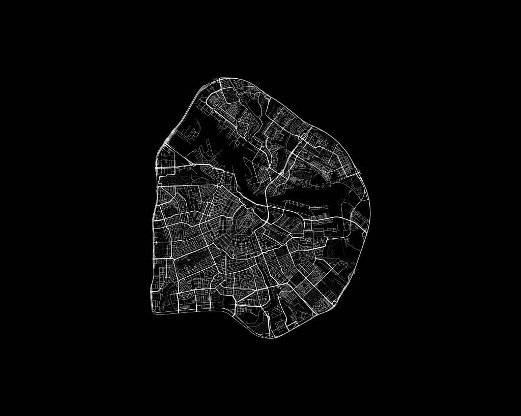 Mapa de Ámsterdam, negro