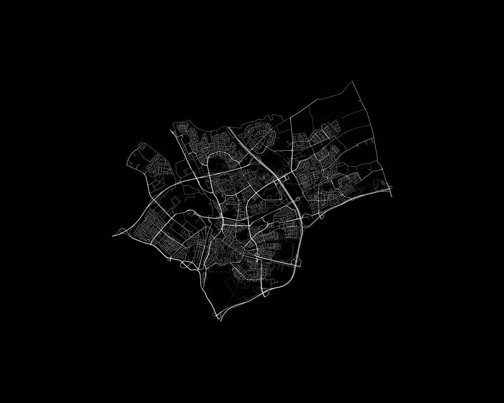 Mapa de Den Bosch, negro