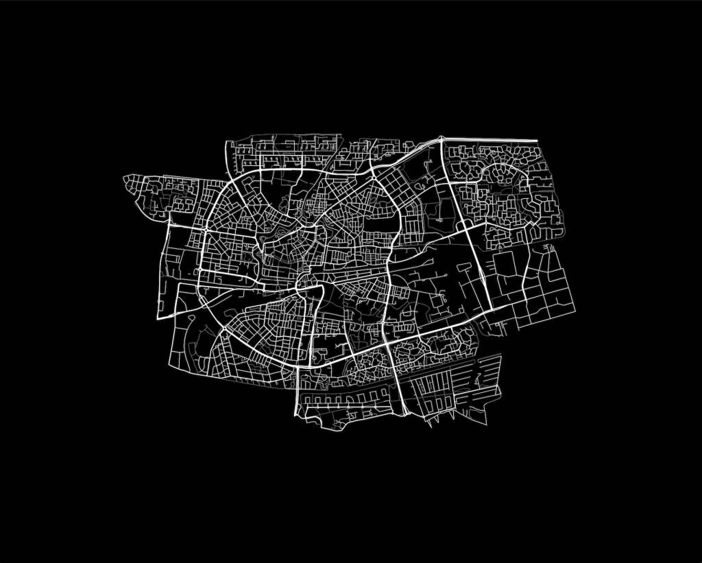 Mapa de Leeuwarden, negro