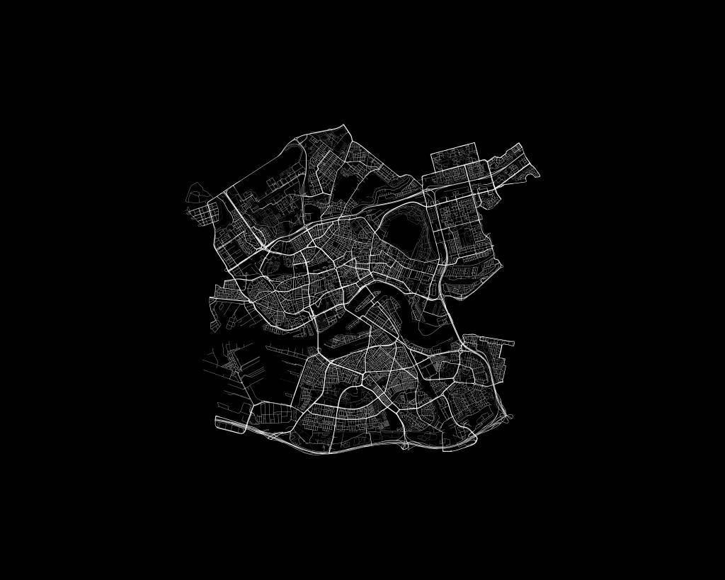 Mapa de Rotterdam, negro