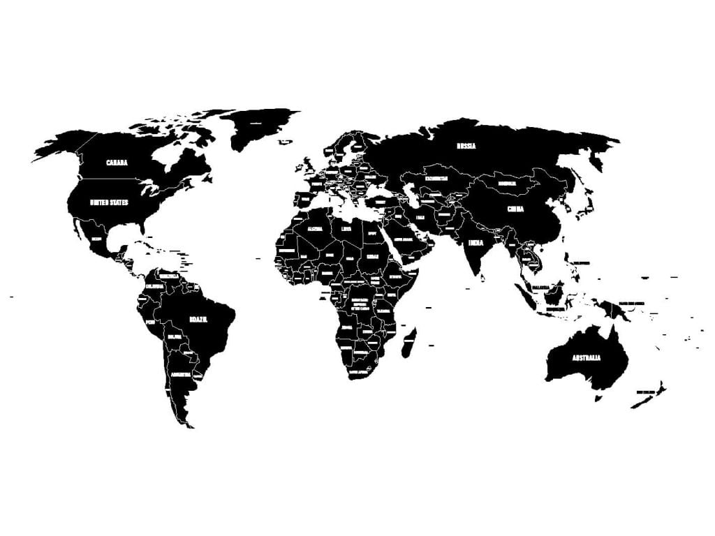 Mapa del mundo en negro