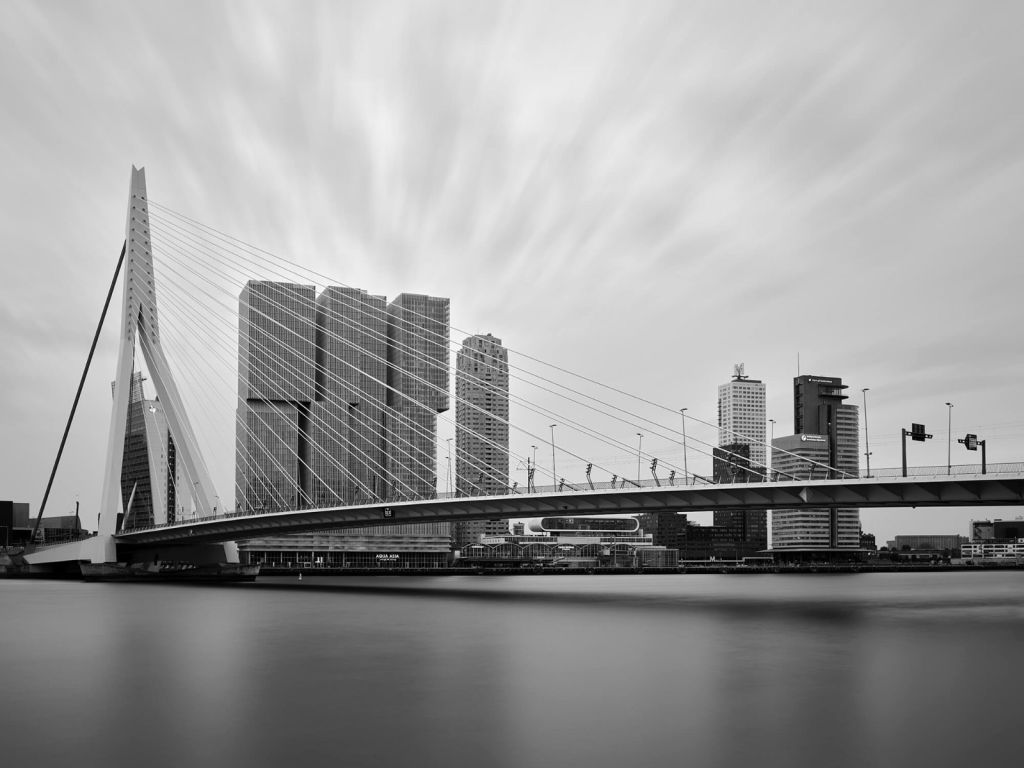 Puente Erasmus en blanco y negro
