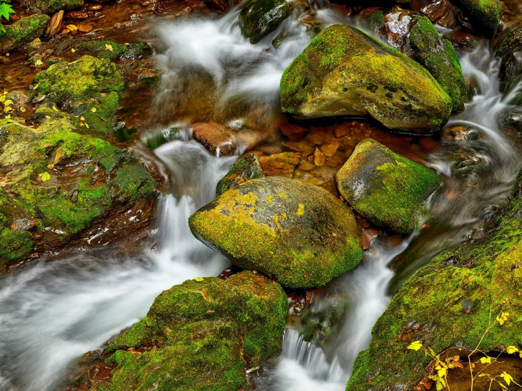 Agua corriente con rocas