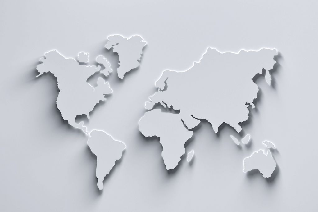 Mapa del mundo 3D en blanco