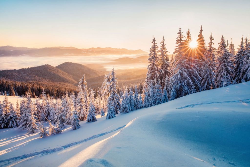 Mañana de invierno en las montañas