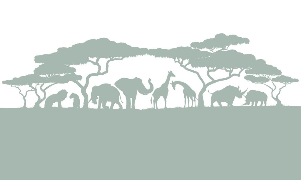 Silueta de animales de safari, verde claro