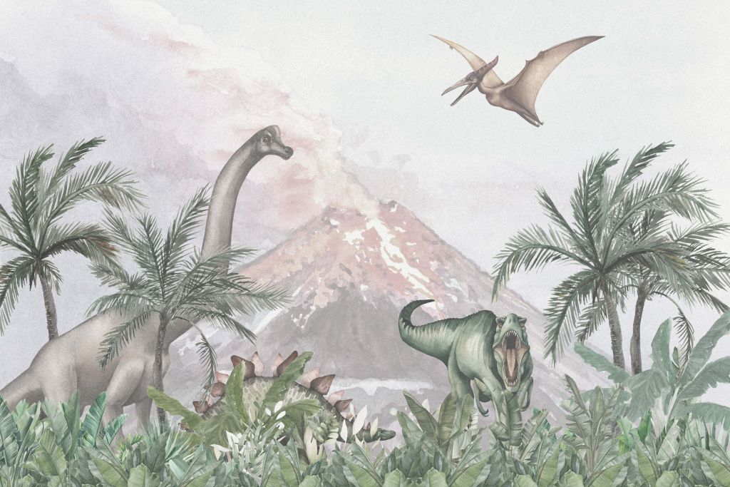 Dinosaurios en un volcán