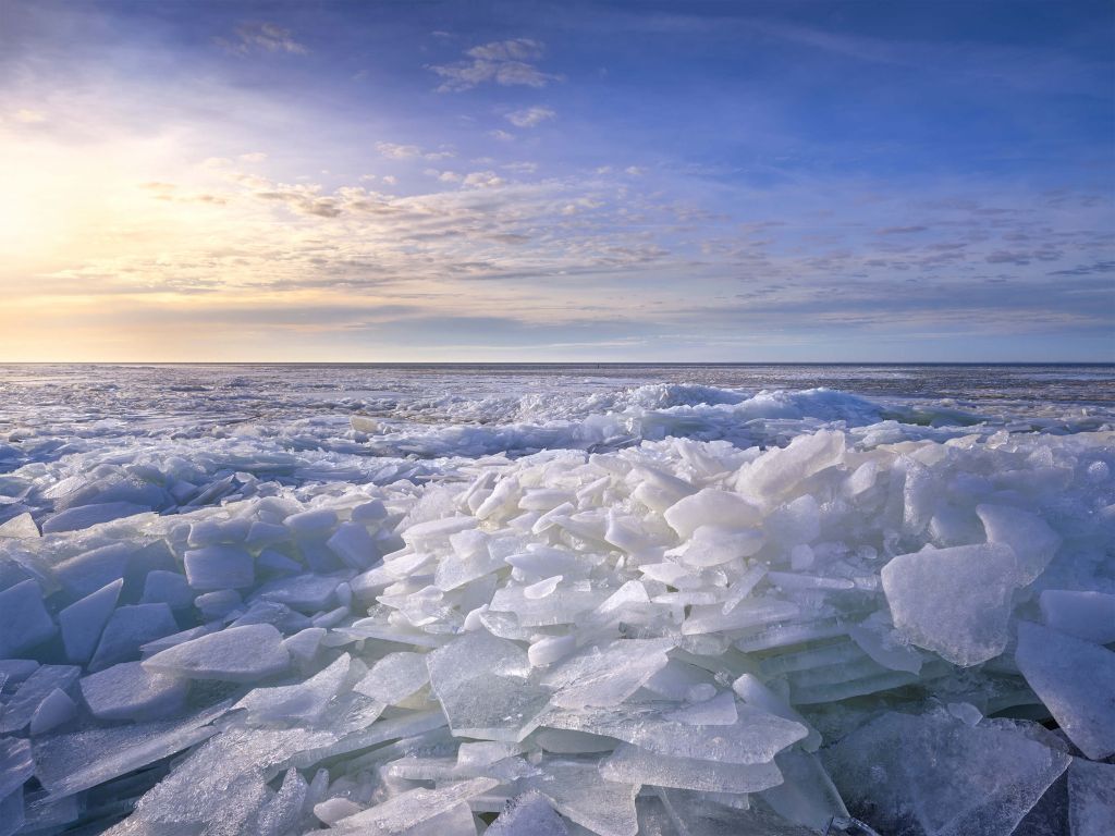 Hielo triturado en el Ijsselmeer