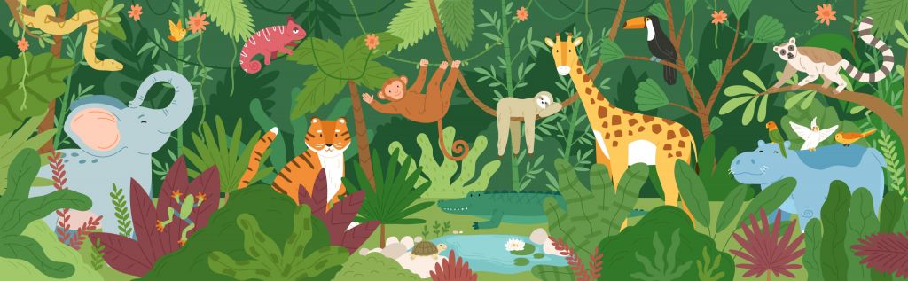 Animales de la selva felices
