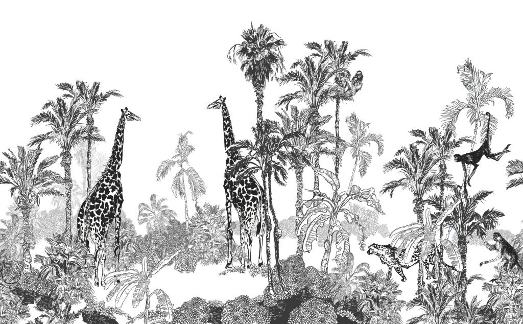 Animales dibujados en la selva