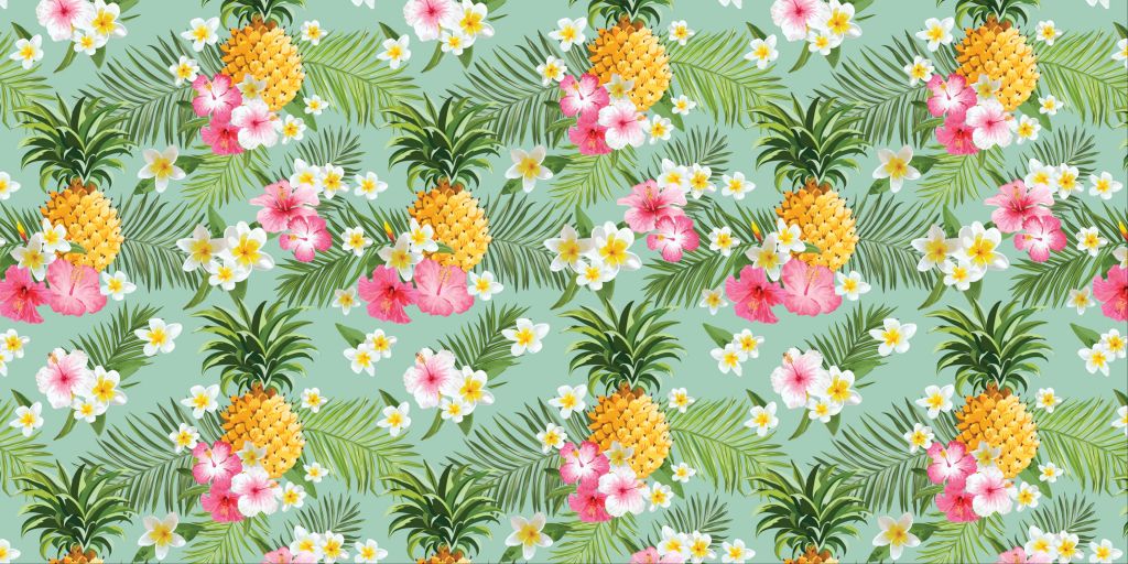 Flores tropicales y piña