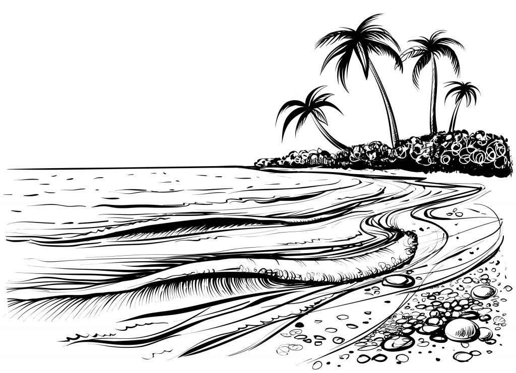 Playa dibujada con líneas gruesas