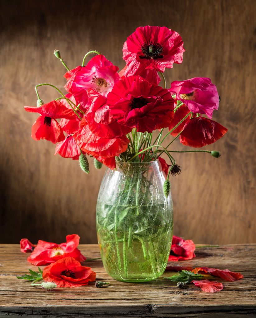 Amapolas en un jarrón