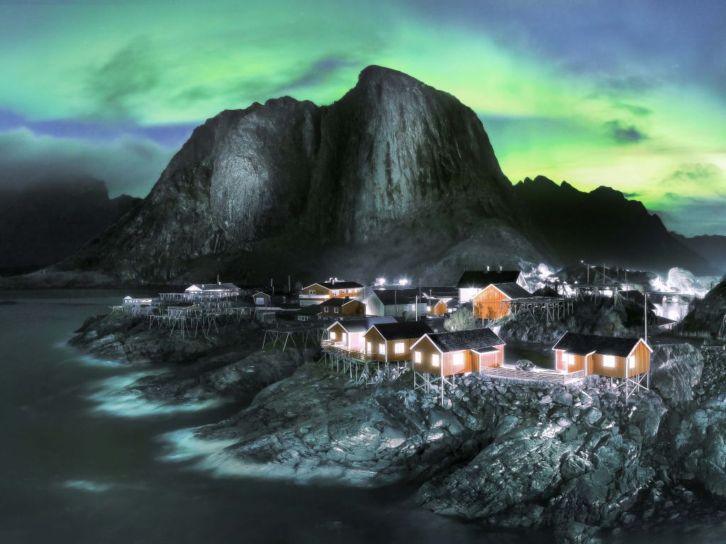 Aurora boreal sobre Hamnøy