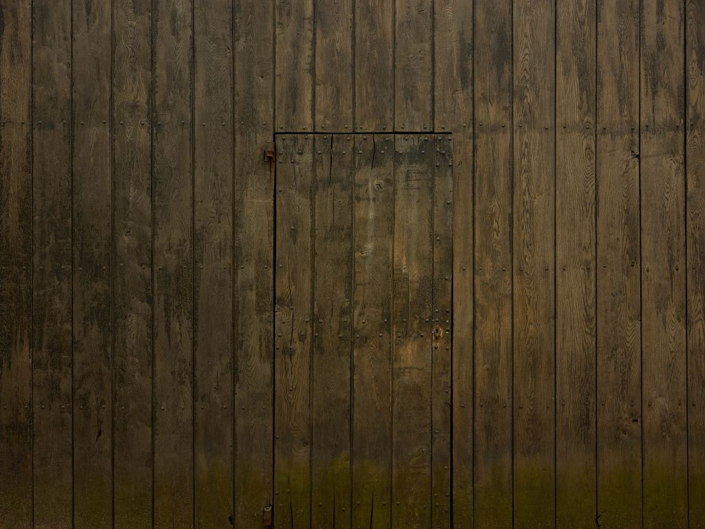 Pared de madera con puerta