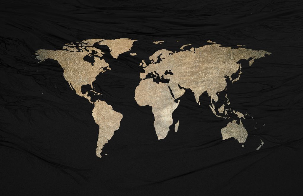 Mapa del mundo oro claro