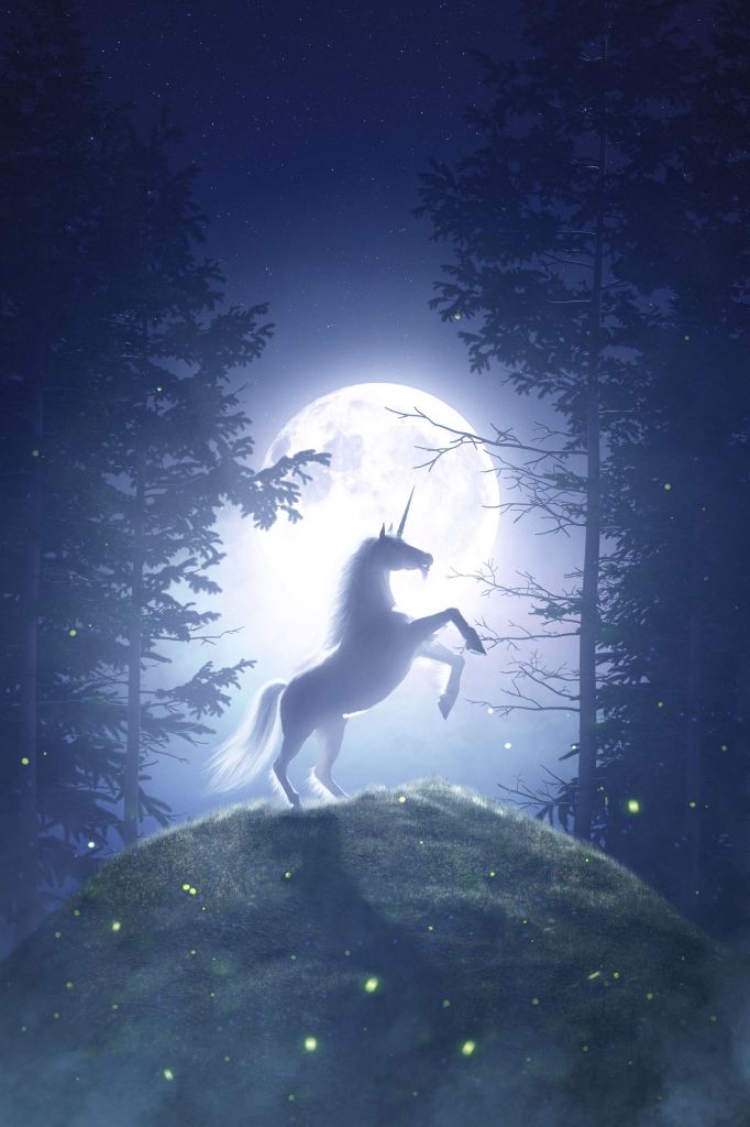 Unicornio en luna llena