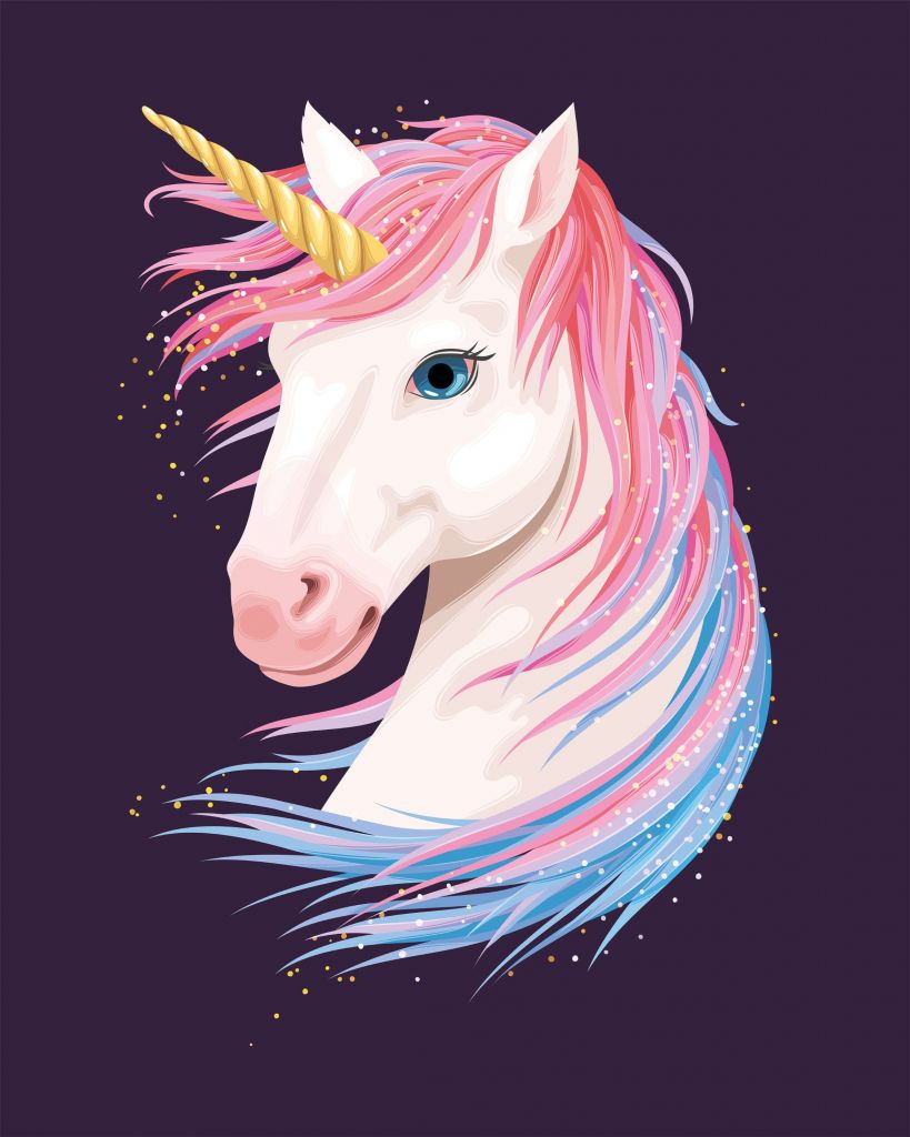 Unicornio con melena de colores