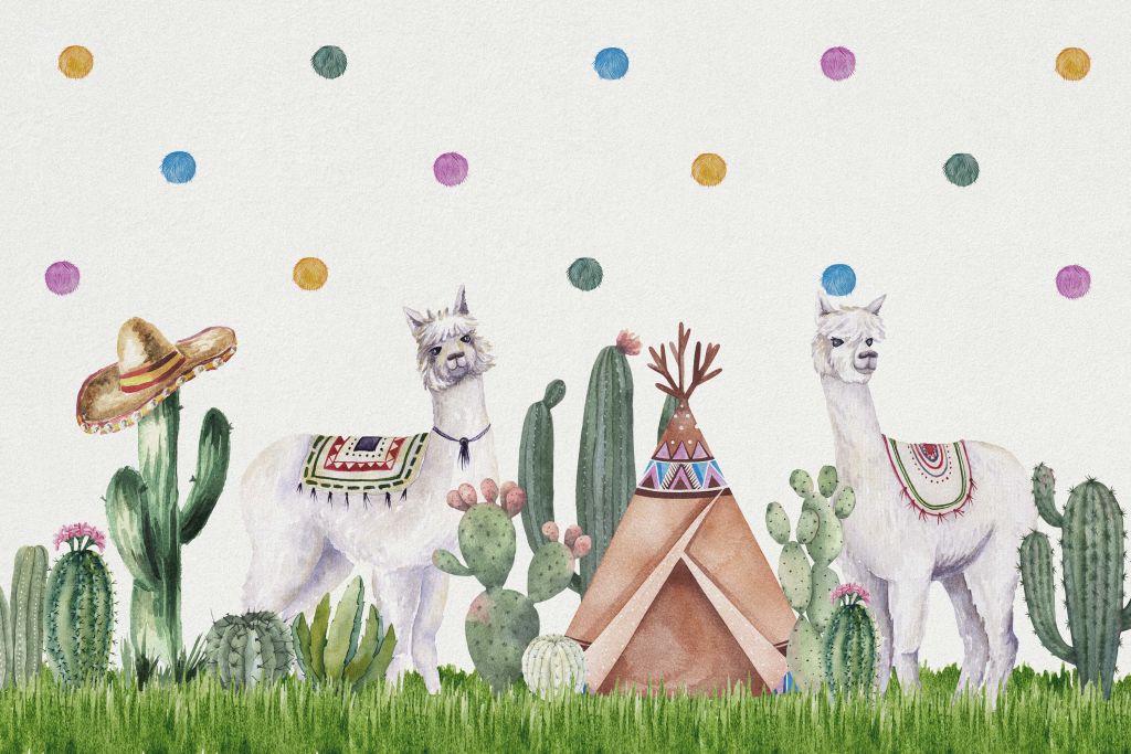 Alpacas entre cactus