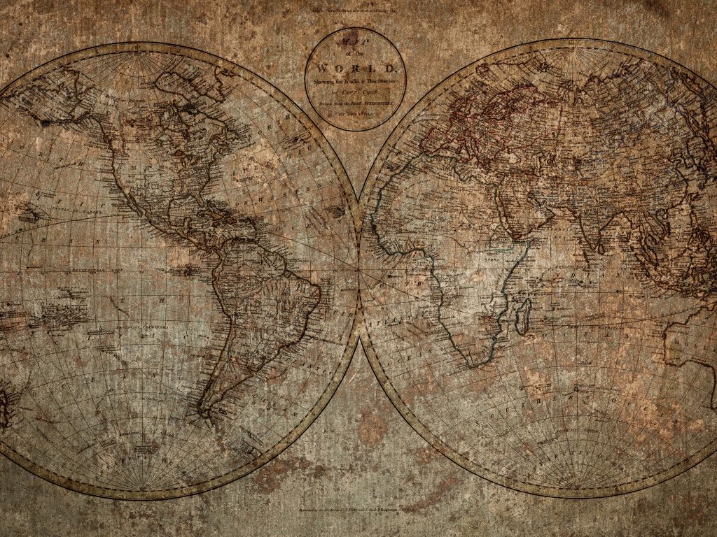 Dibujo del mapa del mundo antiguo