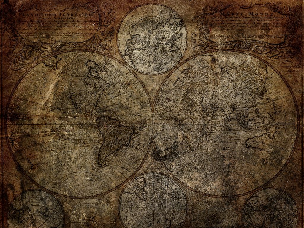 Antiguo mapa del mundo quemado