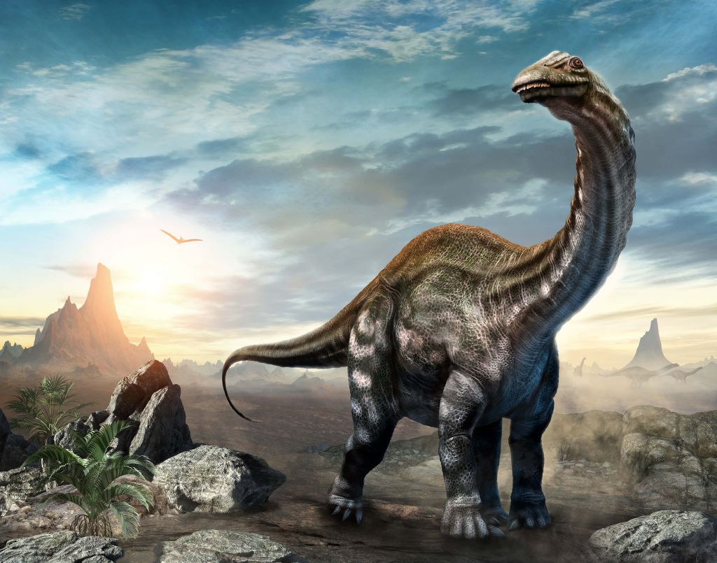 Apatosaurus en las montañas